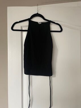 Garage Black High-Neck Halter Crop Tank